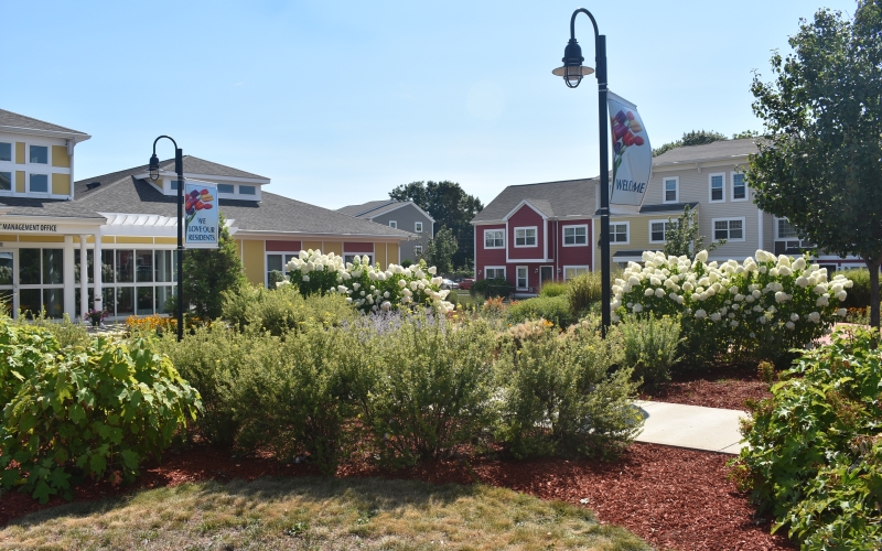 Temple Landing community building and garden