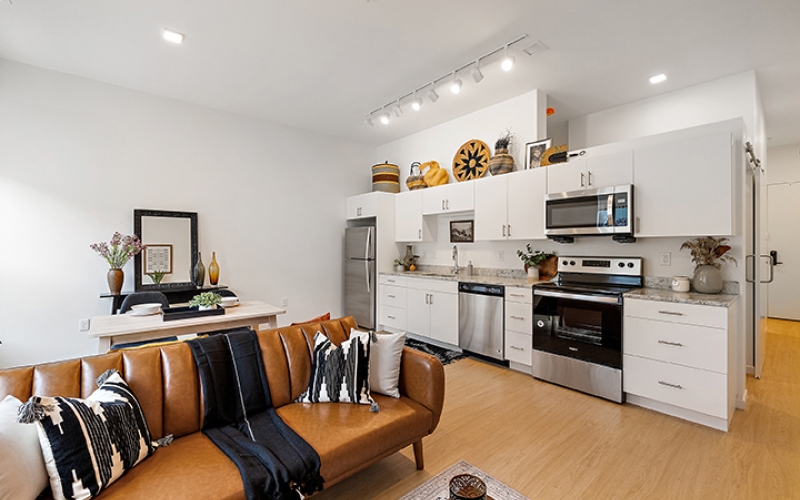 interior living room and kitchen