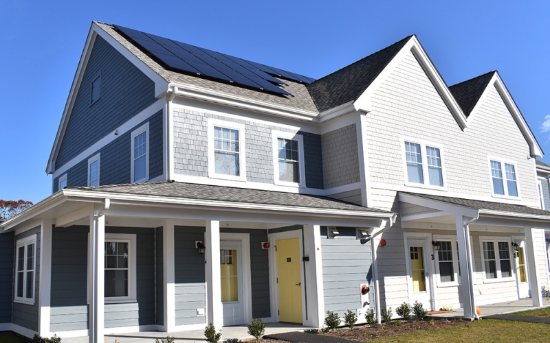 Exterior with solar panels