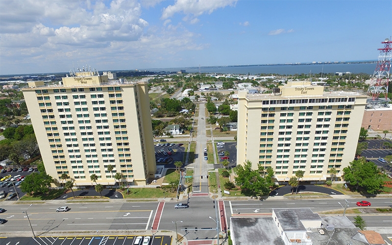 Trinity Towers West from across the street