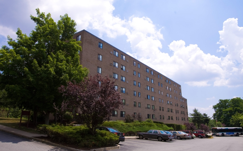 Hillcrest Village exterior and parking area