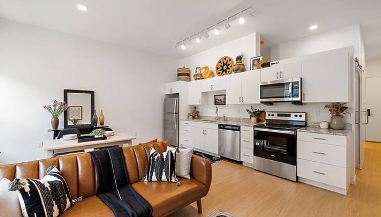 interior living room and kitchen