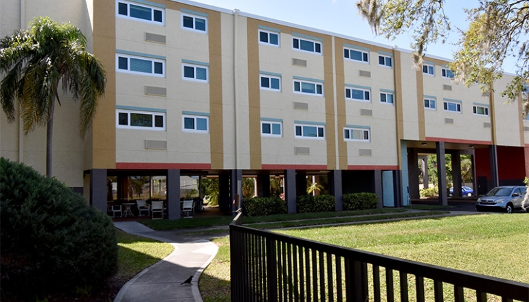 Trinity Towers South building and courtyard