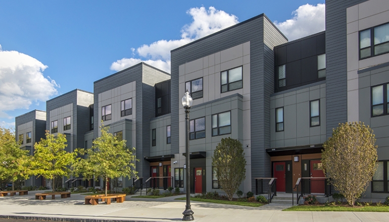 Town Home Exterior and trees