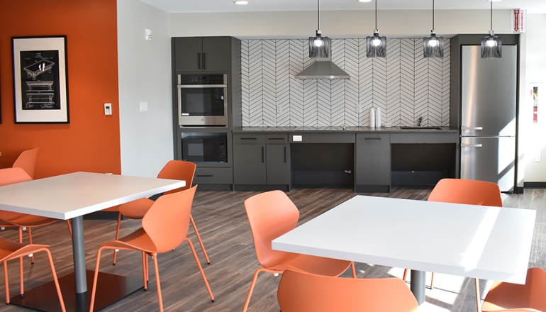 Flat 9 community room and kitchen
