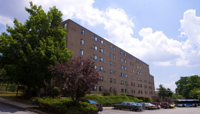 Hillcrest Village exterior and parking area