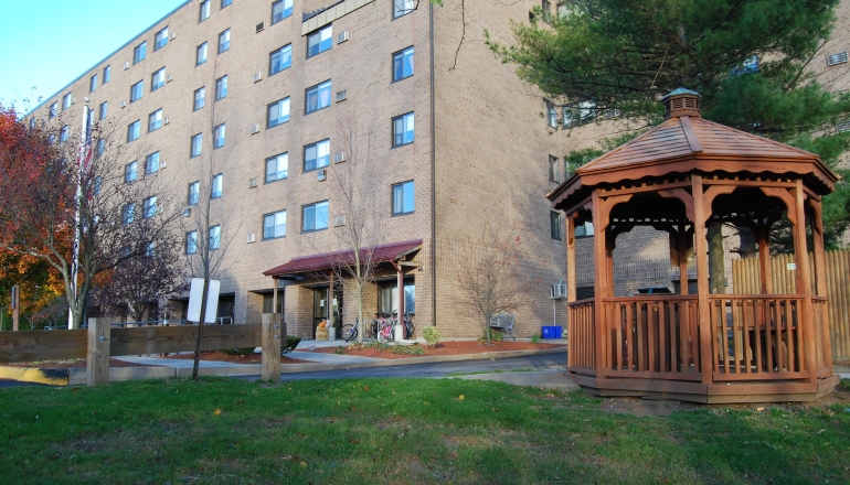 Hillcrest Village exterior and gazebo