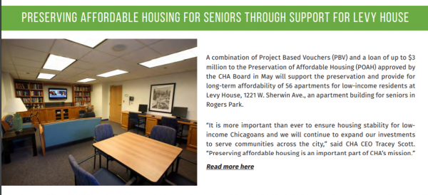Levy House newsletter clip